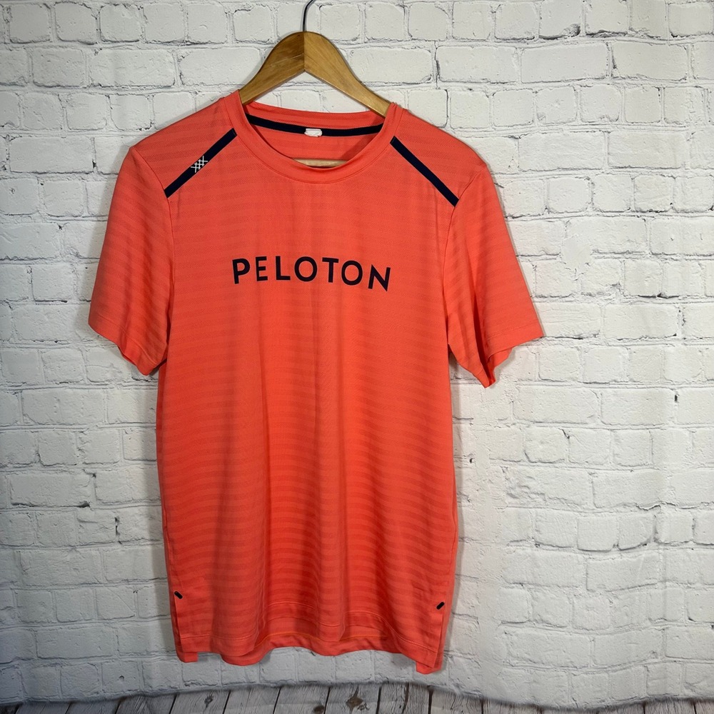 Peloton Mens Workout Shirt Coral Orange Short Sleeve‎ Athletic Tee 100576 M